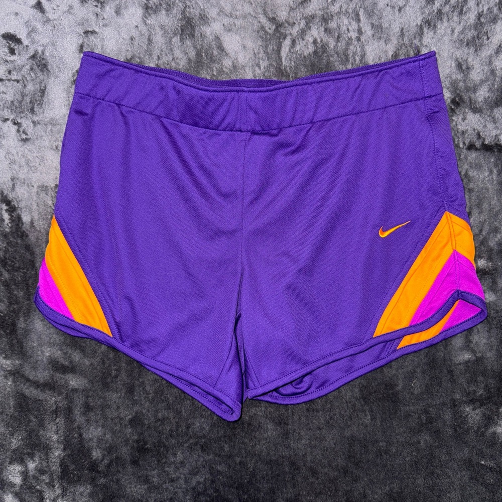 Nike Dri-FIT Purple Running Shorts Womens Medium Orange Pink Chevron 484878-543